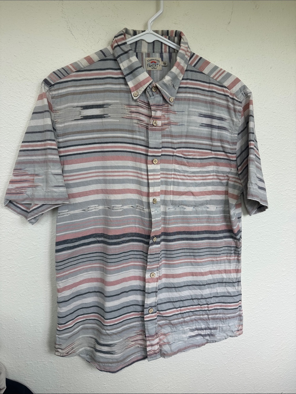 Faherty Short-Sleeve Coast Shirt Mens Size M Cotton Western Beachy Casual Vacay